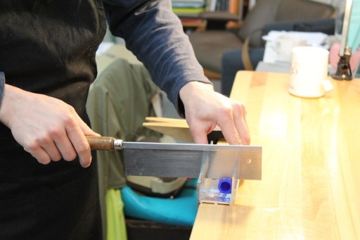 Cutting the segment of wax cylinder for Greg's ring